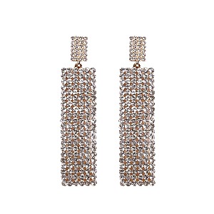 FASHIONABLE 6 LINE DANGLY RHINESTONE POST EARRING SLEQ597