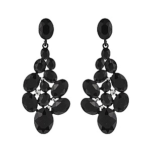 FASHIONABLE JEWELED CLUSTER POST METAL STONE EARRINGS SLEQ630