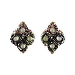 Trendy Handmade Pearl And Ball Chain Cluster Stud Earrings SLER0068