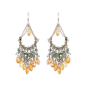 Trendy Handmade Wire Wrapped Loop With Dangly Beads Fishhook Earrings SLER0093