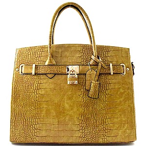 Crocodile Print Padlock Over-sized Celebrity Tote - New Colors