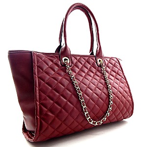 QUILTED Chain Accent Shopping Tote