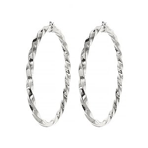 Fashionable 100mm Twisted Metal Hoop Earring SLH0046100