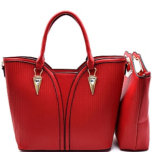 HB081 -LP Rhinestone Accent 2 in 1 Bucket Satchel