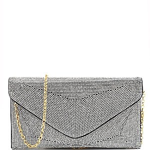 Rhinestone Embellished Envelope Clutch