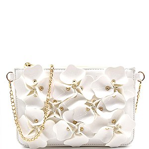HD2818-LP Studded Flower Accent Patent Wristlet Cross Body