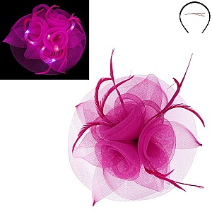 Classy Fascinator with3 Rosette Light Up Mesh