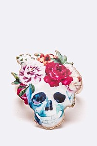 Rose Skull Print Iconic Stretch Ring LASR0106