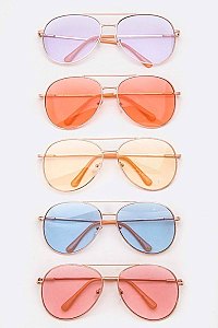 Pack of 12 Pieces Light Color Tint Aviator Sunglasses LA108-52019MHC1
