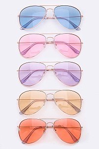 Pack of 12 Pieces Light Color Tint Iconic Aviator Sunglasses LA108-52007C1