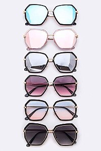 Pack of 12 Pieces Mix Tone Contrast Rim Iconic Sunglasses LA108-19017