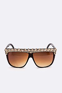 Austrian Crystal Retro Spiky Square Sunglasses LA14-MSG985-1