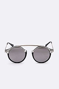Crystal Ornate Round Sunglasses LA14-MSG1055