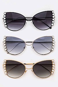 Pack of 12 Pieces Pearl Accent Iconic Butterfly Sunglasses LA113-POP8378
