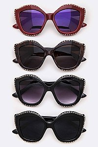 Pack of 12 Pieces Crystal Accent Cat Eye Oversize Sunglasses LA113-POP8872