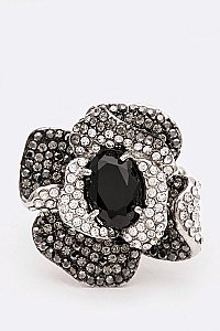 Fashionable Crystal Flower Iconic Stretch Ring LARB2172