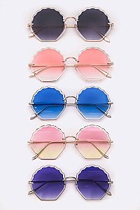 Pack of 12 Pieces Iconic Round Wavy Edge Oversize Sunglasses LA108-96204