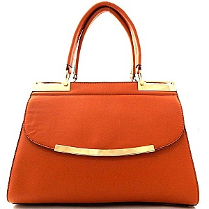 Metal Hardware Accented Saffiano Satchel