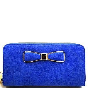 Bow-Tie Accent Double Zipper Wristlet Wallet