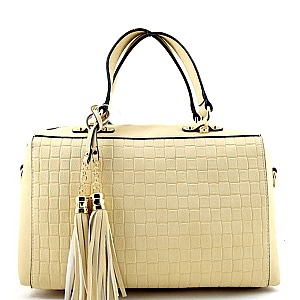 Tassel Accent Boston Doctor Shape Satchel