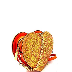 JY0211-LP Heart Shape Glittery Patent 2 Way Cross Body Fanny Pack