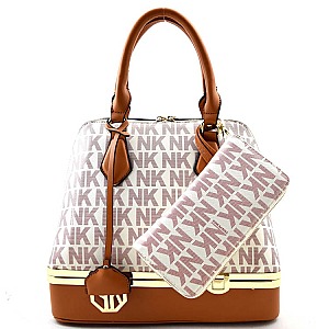 Nina Karina" NK Signature Bottom Compartment Boxy Satchel SET With Wallet