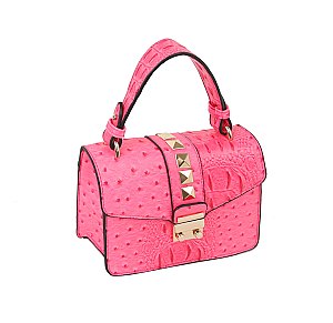 Neon Ostrich Croc Flap Crossbody Bag