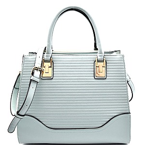 LL013-LP Hardware Accent Horizontally Quilted Compartment Satchel