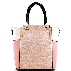 Color Block Accented Textured Handbag
