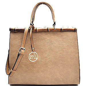 LF105-LP Bamboo Accent Structured Satchel