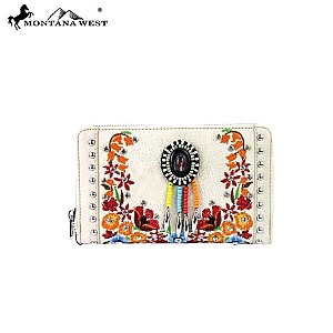 Floral Embroidered Crystal Embellished Wallet/Wristelet