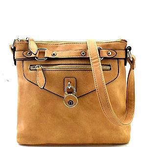 Padlock Accented Belted Messenger