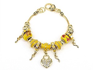 Assorted Charm & Pandora Glass Bracelet
