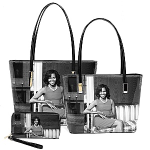 3-in-1 Twin Tote Wallet SET,Michelle Obama CH-OB2669D