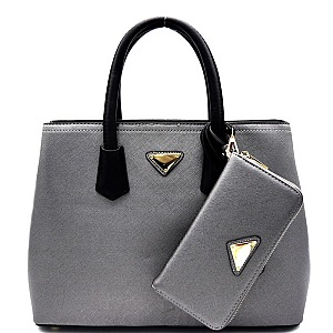 Triangular Logo 2 Way Tote Bag SET WITH WALLET