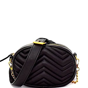 OS6850-LP Antique-gold Quilted Round 2 Way Fanny Pack Cross Body