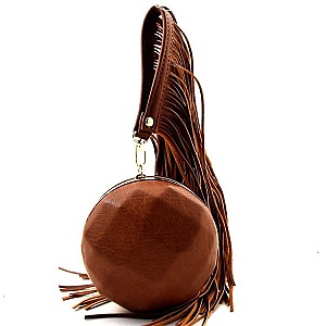 Fringed Wrist Handle Ball-Shaped Boutique Clutch
