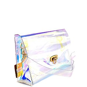 PPC5907-LP Hologram Clear Flip-lock Retro Satchel