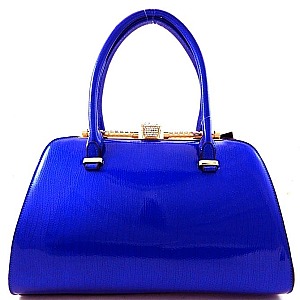 Jewel-top HIGH QUALITY Pearly Patent Frame Satchel