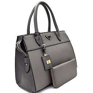 [S]R61022 Triangular Logo Structured Satchel Wallet SET