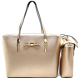 [S]SD507-LP Bow Accent 2 in 1 Twin Tote SET