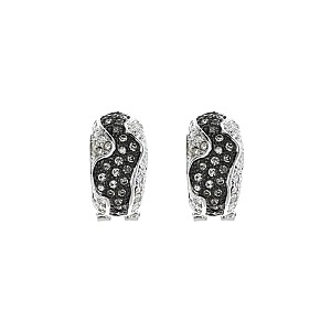 TRENDY BLACK AND WHITE PAVE STONED EARRING SLSE4353