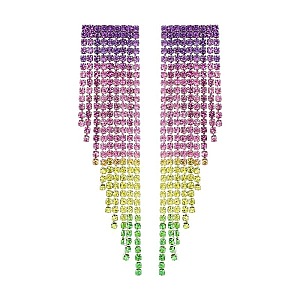 Long Waterfall Crystal Rainbow Earrings