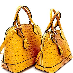 Ostrich Embossed 2 in 1 Twin Dome Satchel SET  MH-TU2020