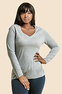 PACK OF 6 PIECES LADIES LONG SLEEVE V-NECK T-SHIRT PLUS SIZE MUTV006X