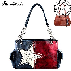 American Pride Embroidered Crystal Lone-Star Print Satchel
