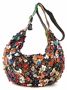 Genuine Leather Rhinestone Flower
