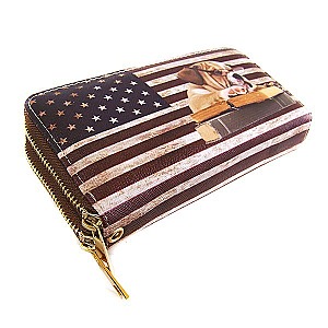 AMERICAN FLAG WITH DOG PRINT WALLET