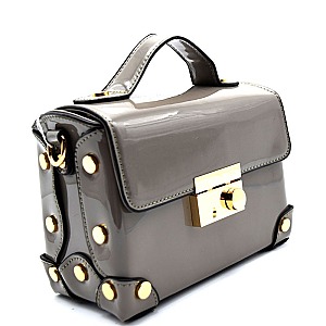 W1431G-LP Patent Small Boxy Satchel Cross Body