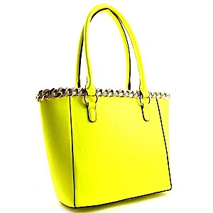 Classic Top Chain Accent Bucket Tote